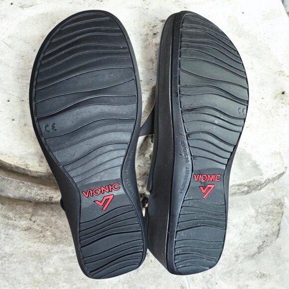 VIONIC (8) JOLIE Gun Medal Silver Metallic T-Strap Podiatrist Designed Footbed - Picture 11 of 13